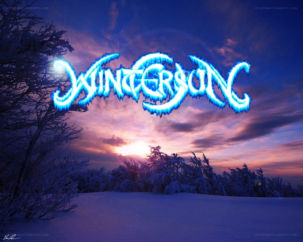 Winter Sun logo over snowy landscape