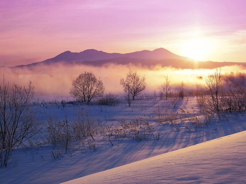 Winter sunrise over mountains