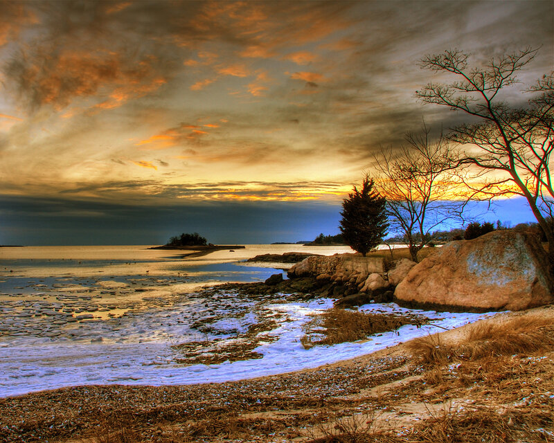 Winter sunset at the coast
