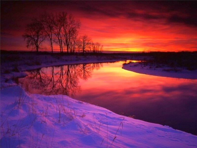 Winter sunset over a river