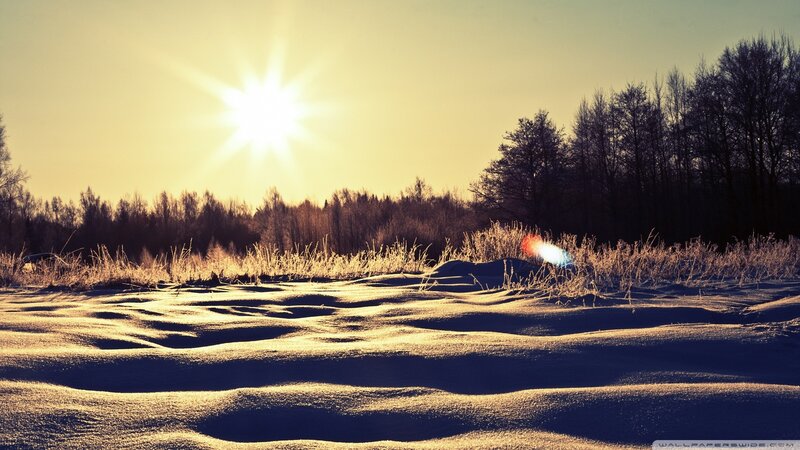 Winter sunset over snow