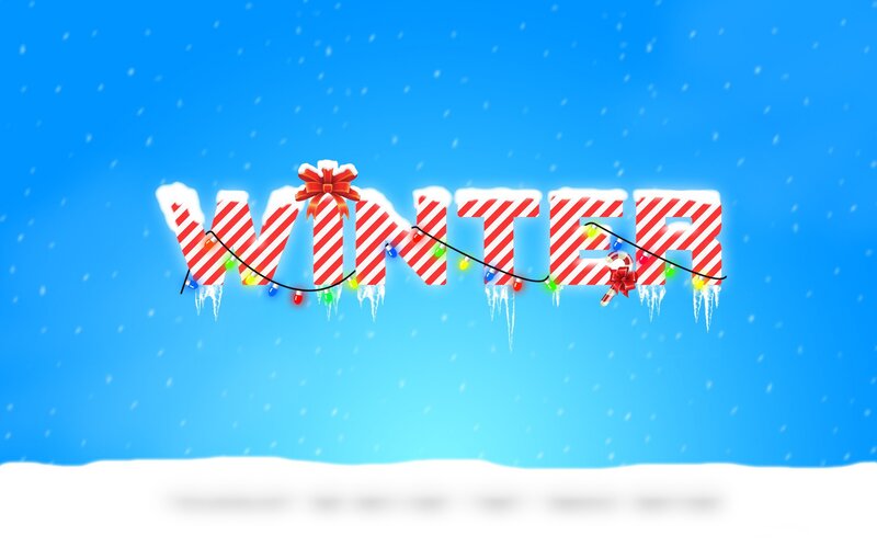 Winter Text with Lights