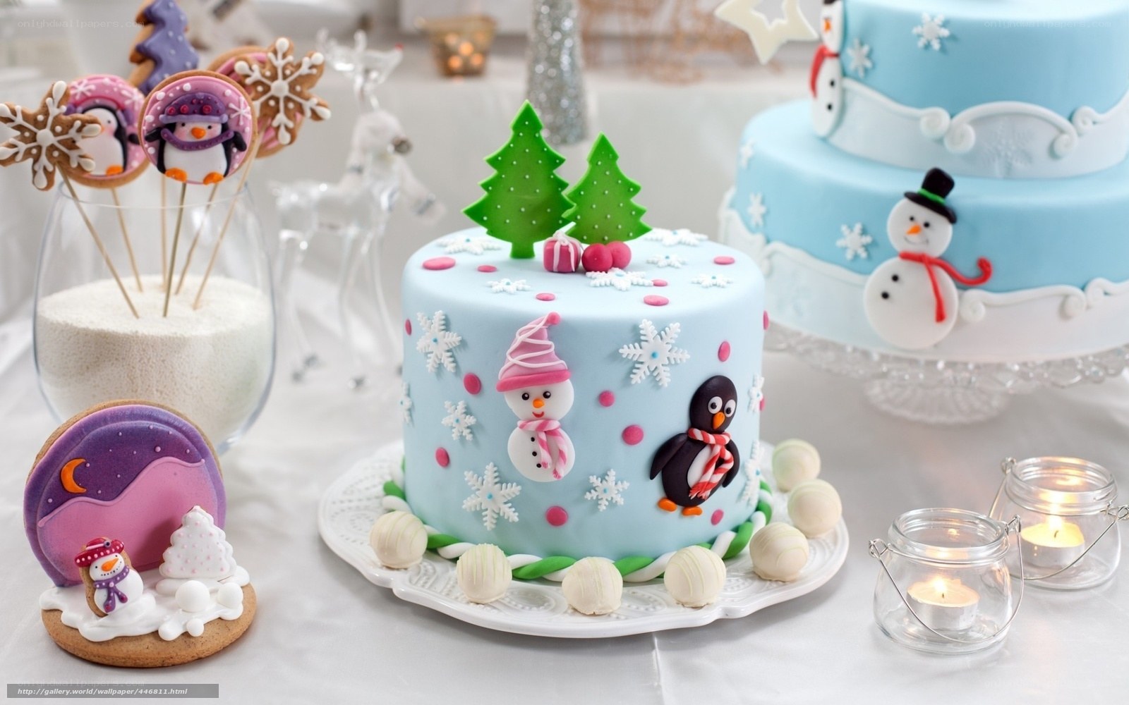 Winter-themed cake display