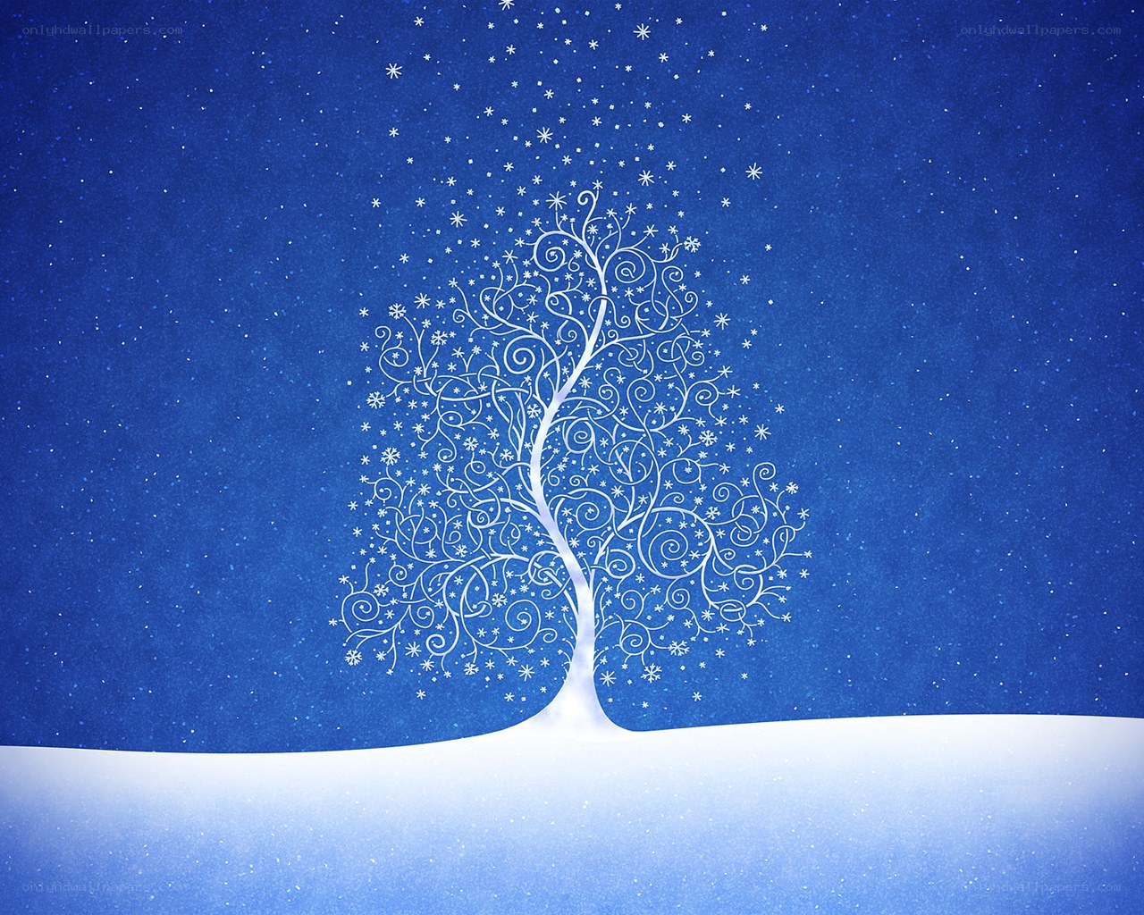 Winter tree with snowflakes