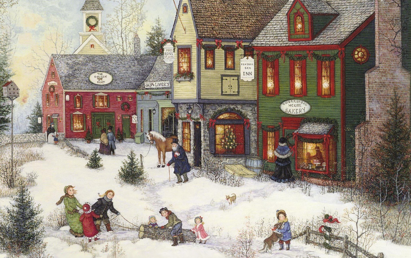 Winter village scene