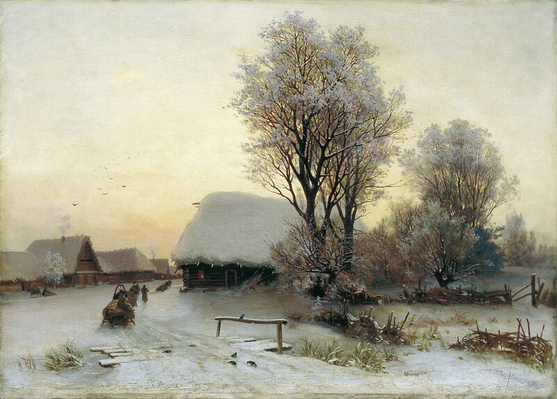 Winter Village Scene