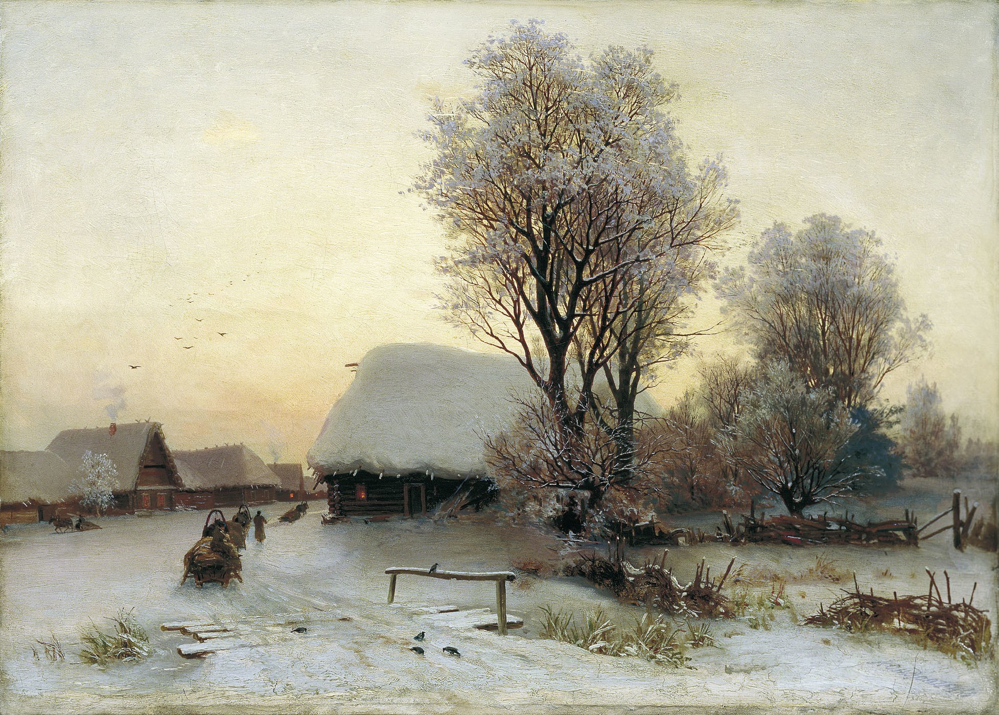 Winter Village Scene