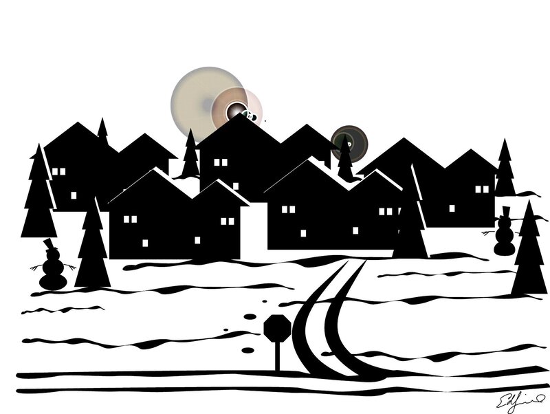 winter village scene