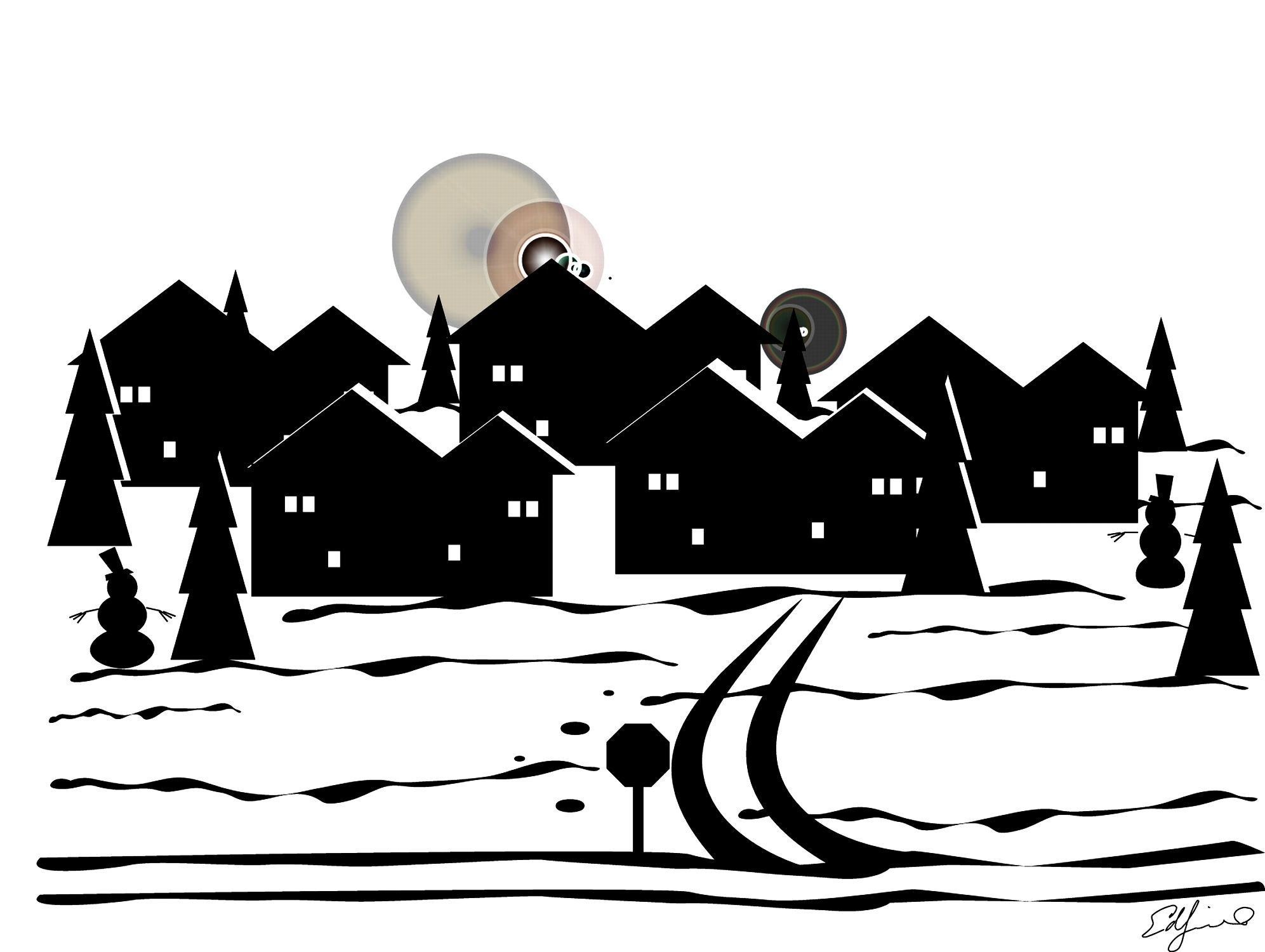 winter village scene