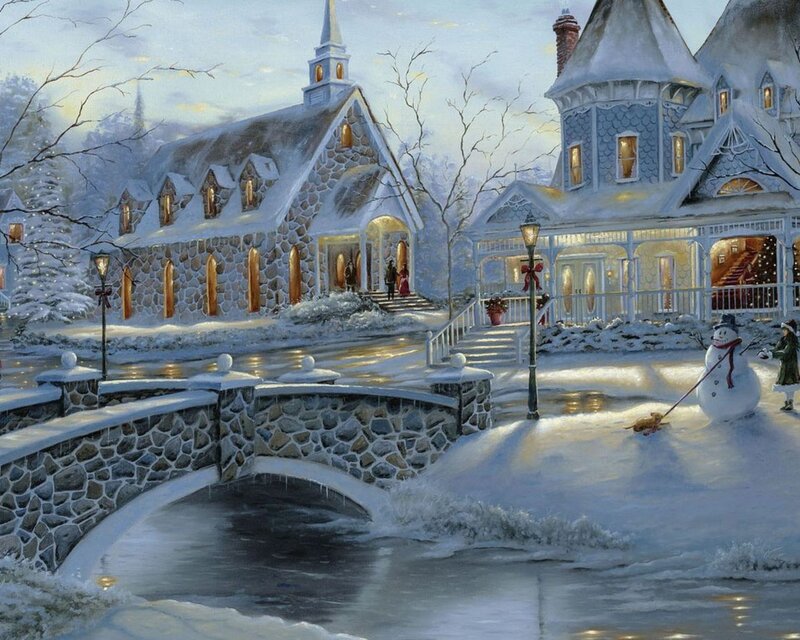 Winter village scene