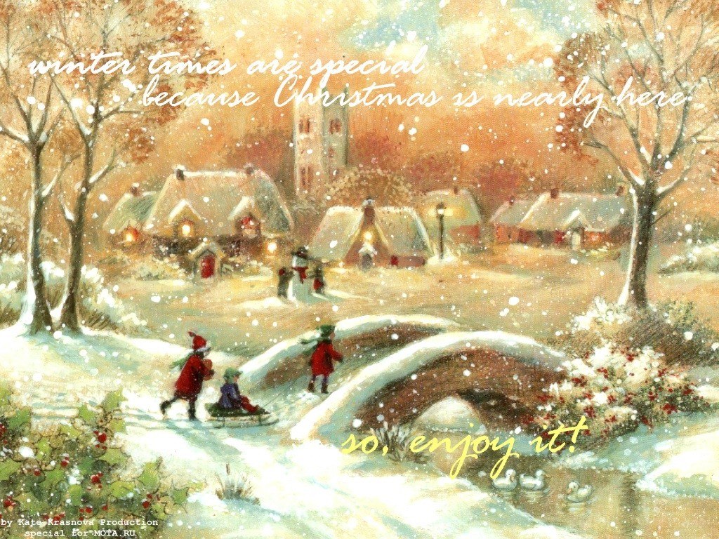 Winter village scene