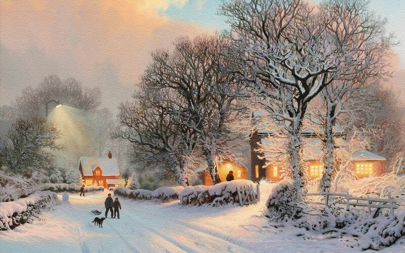 Winter village scene