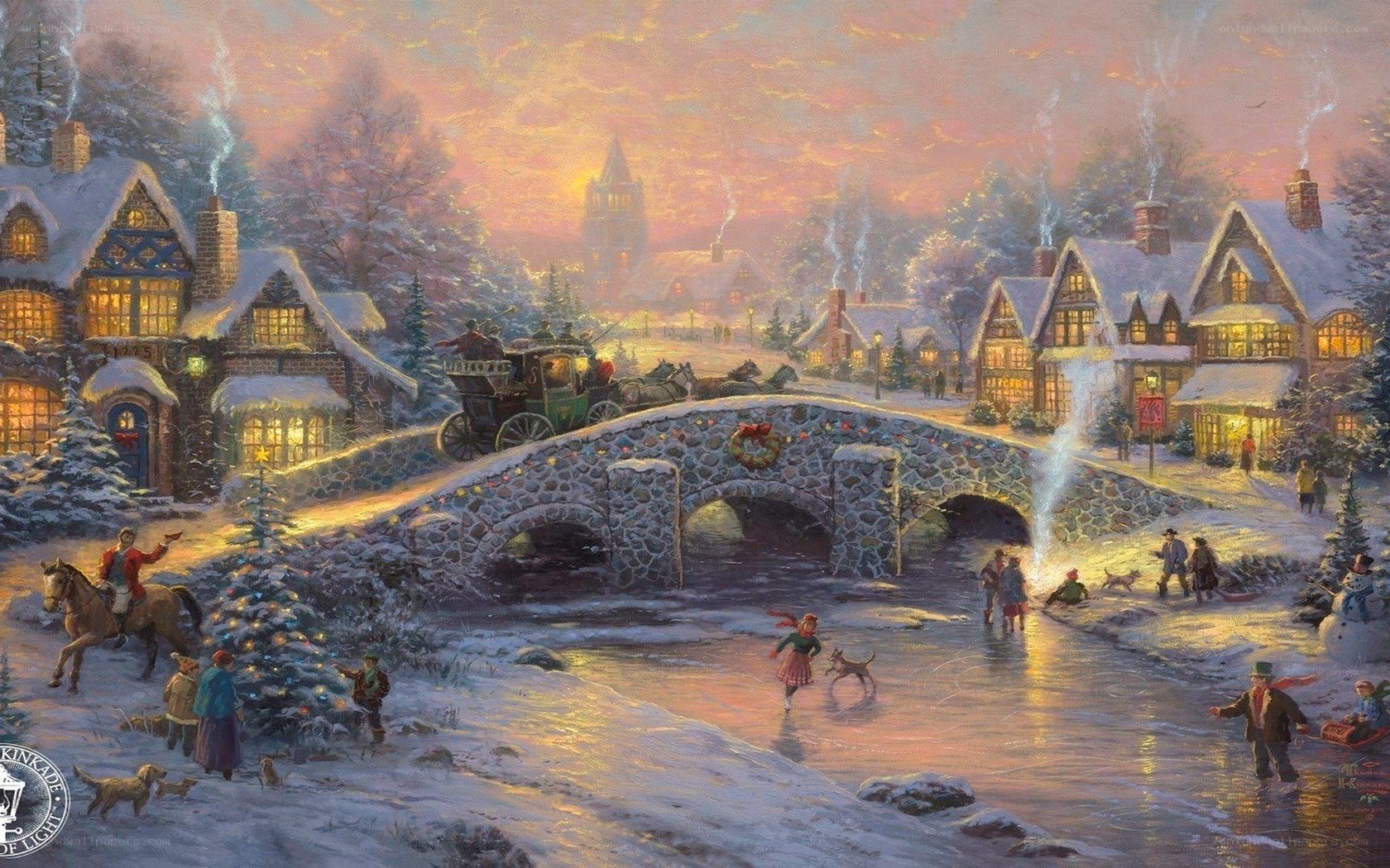 Winter village scene