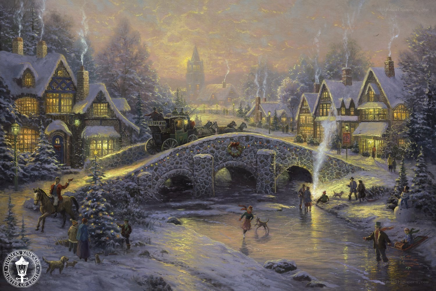 Winter village scene