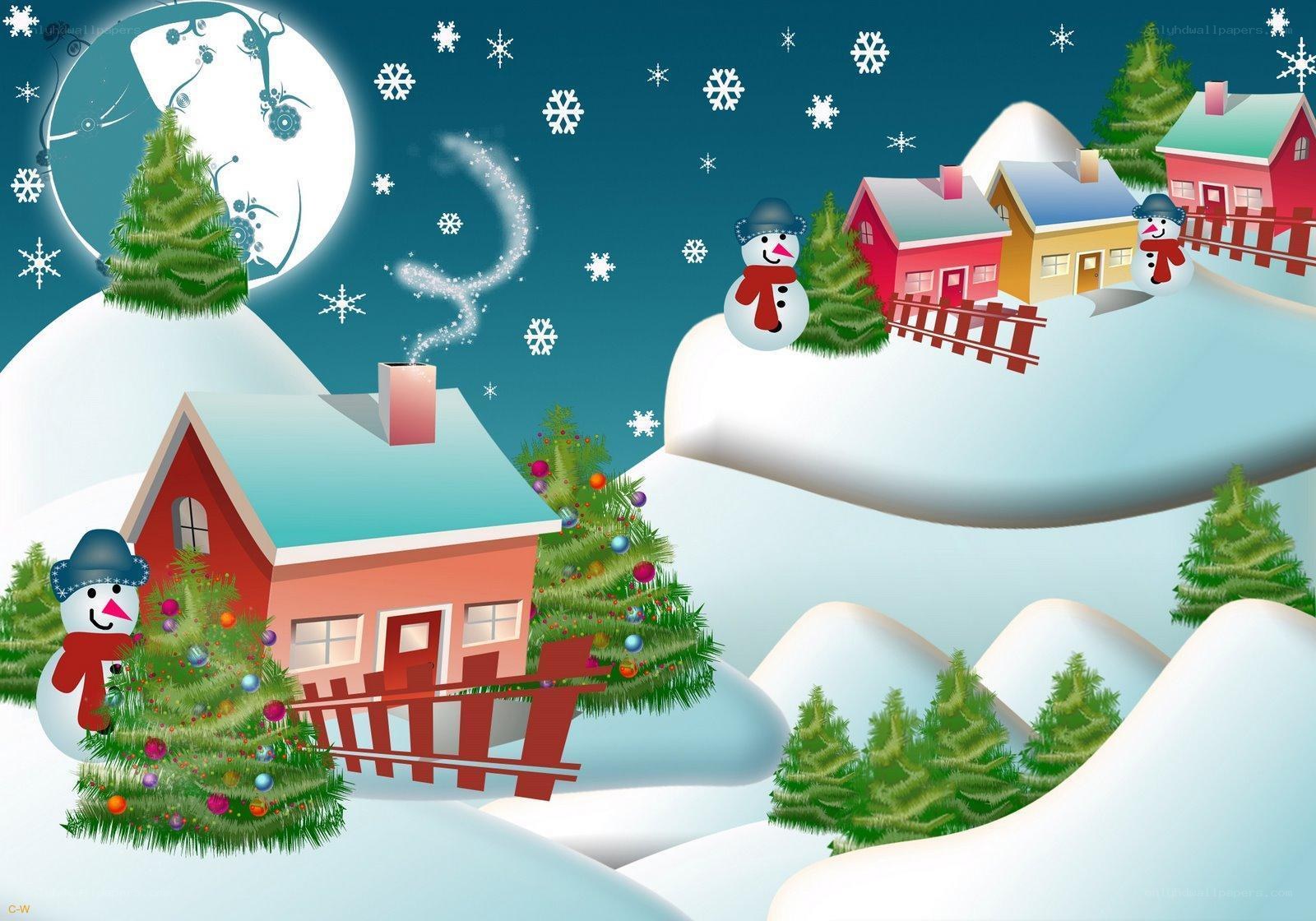 Winter village scene