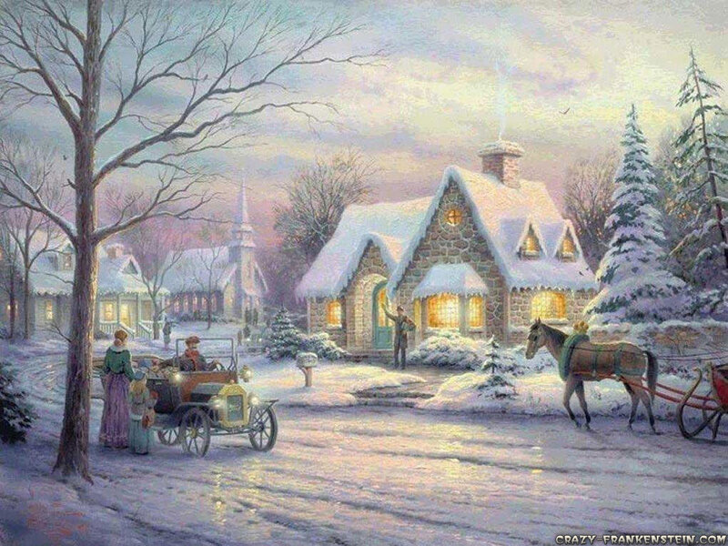 Winter village scene