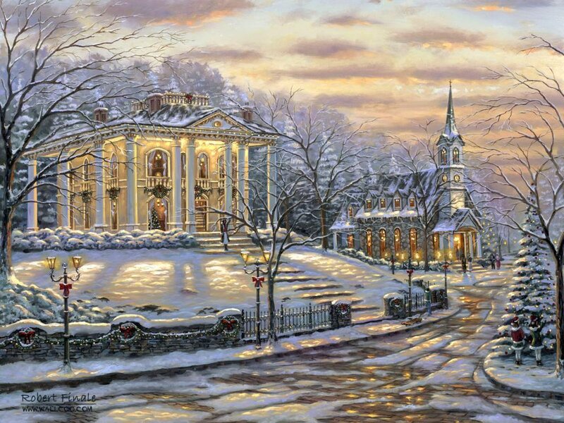 Winter village scene