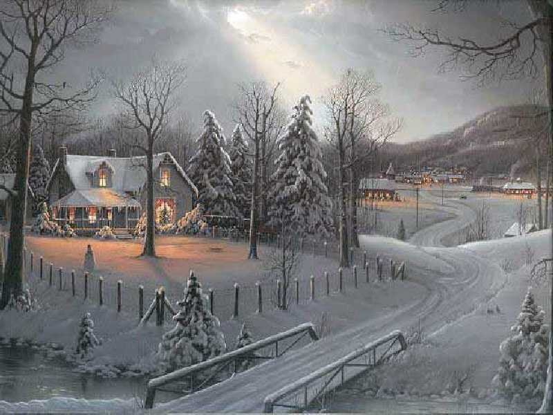 Winter village scene