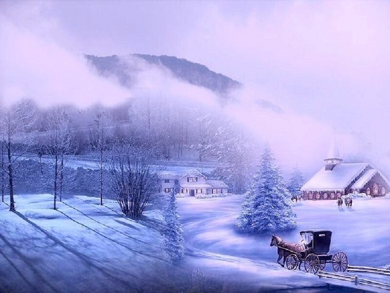 Winter village scene