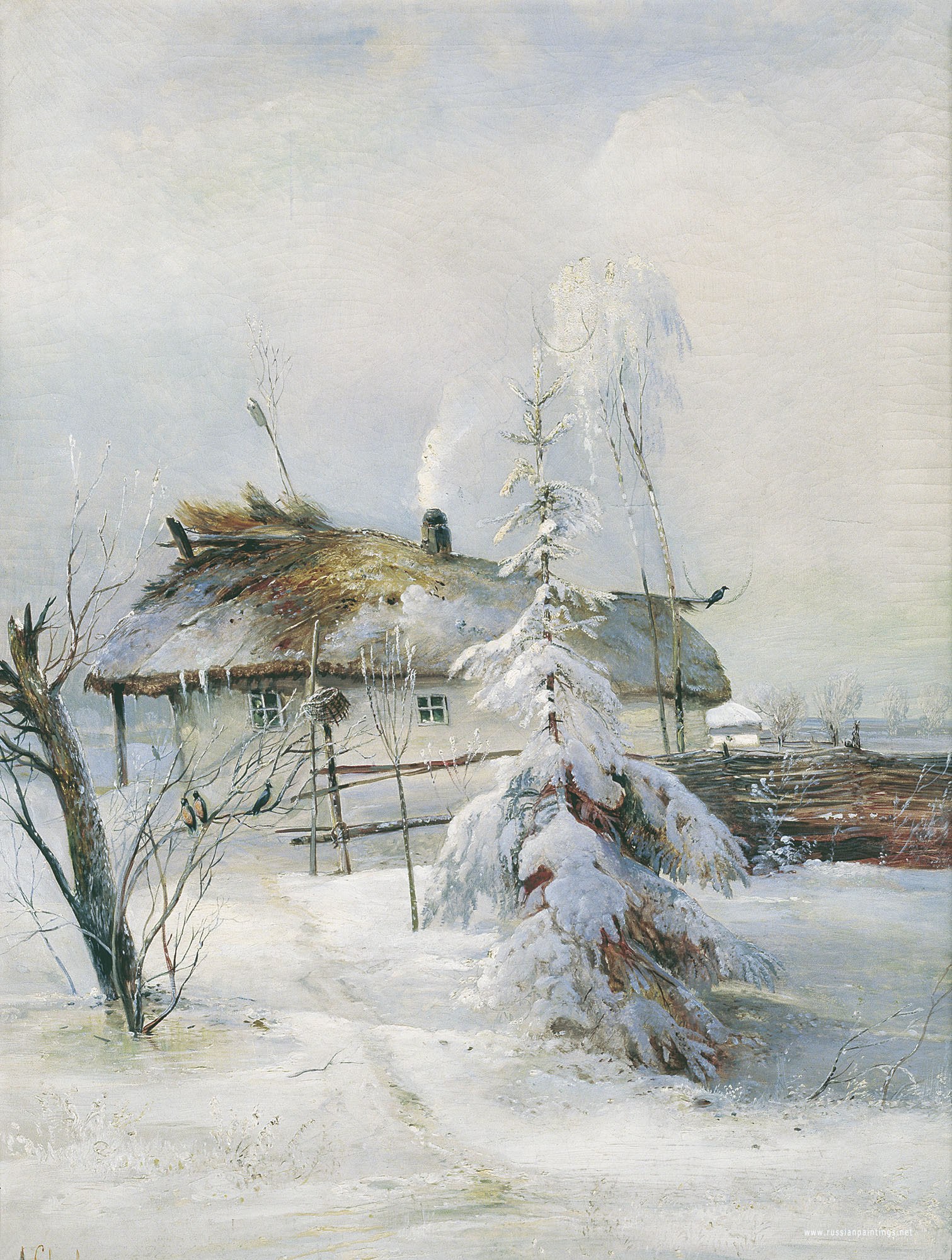 Winter village scene