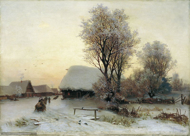 Winter Village Scene