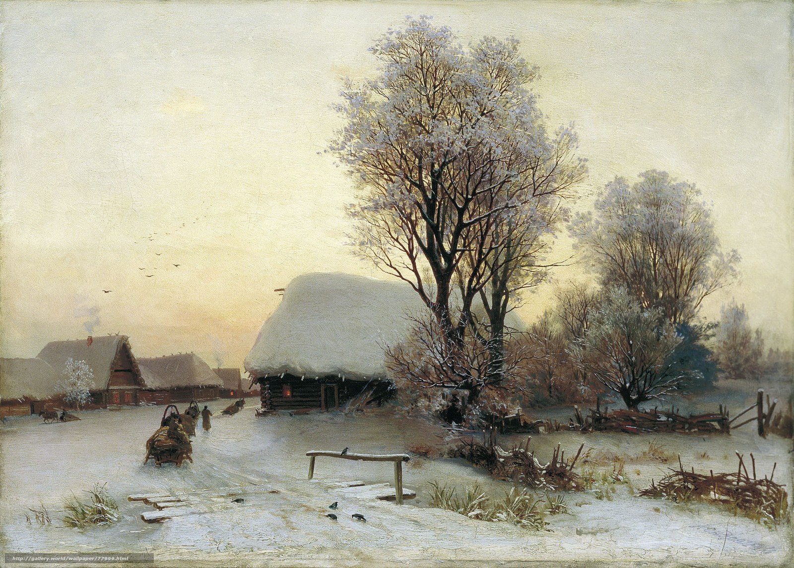 Winter Village Scene