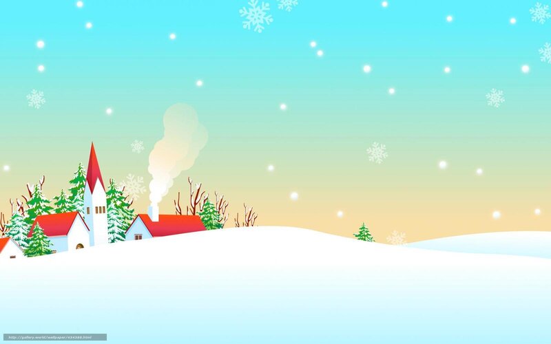 Winter village with church
