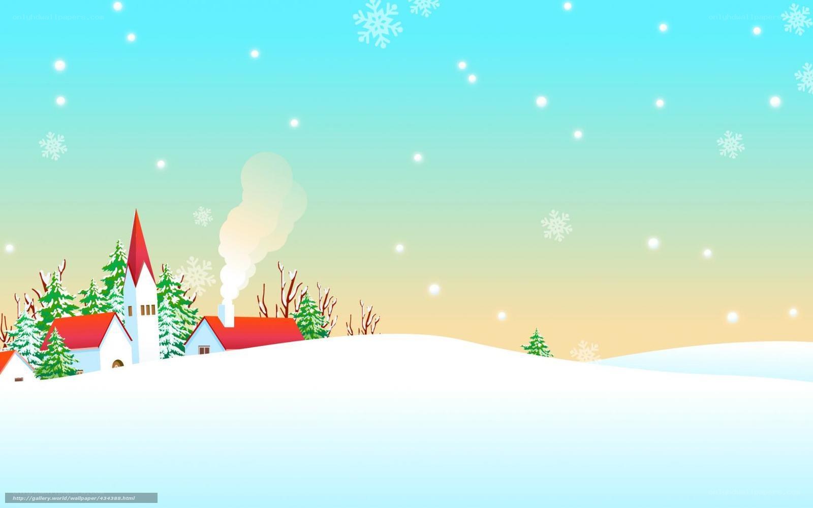 Winter village with church