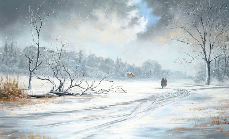 Winter walk in snow