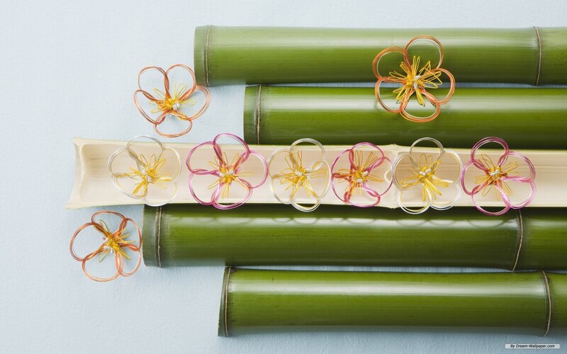 Wire Flowers on Bamboo