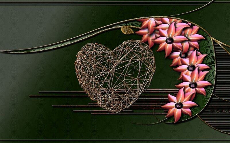 Wire Heart with Flowers