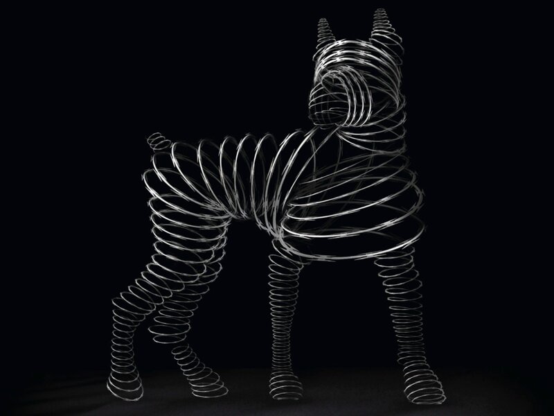 Wire sculpture of a dog