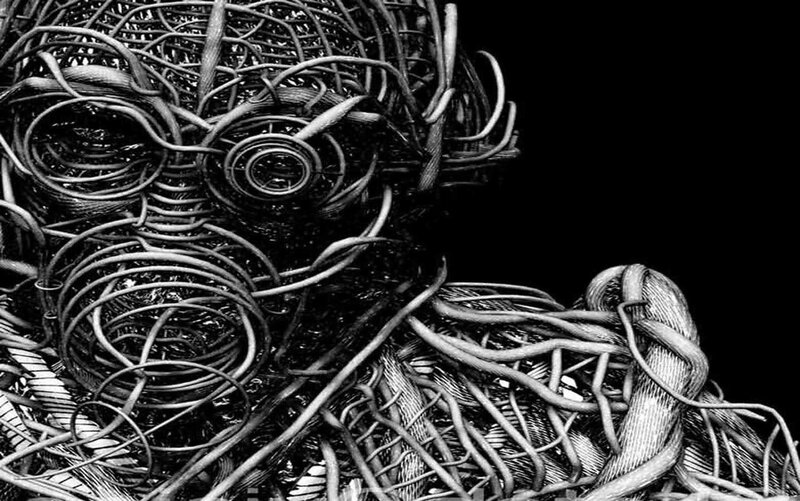 wire sculpture of a face