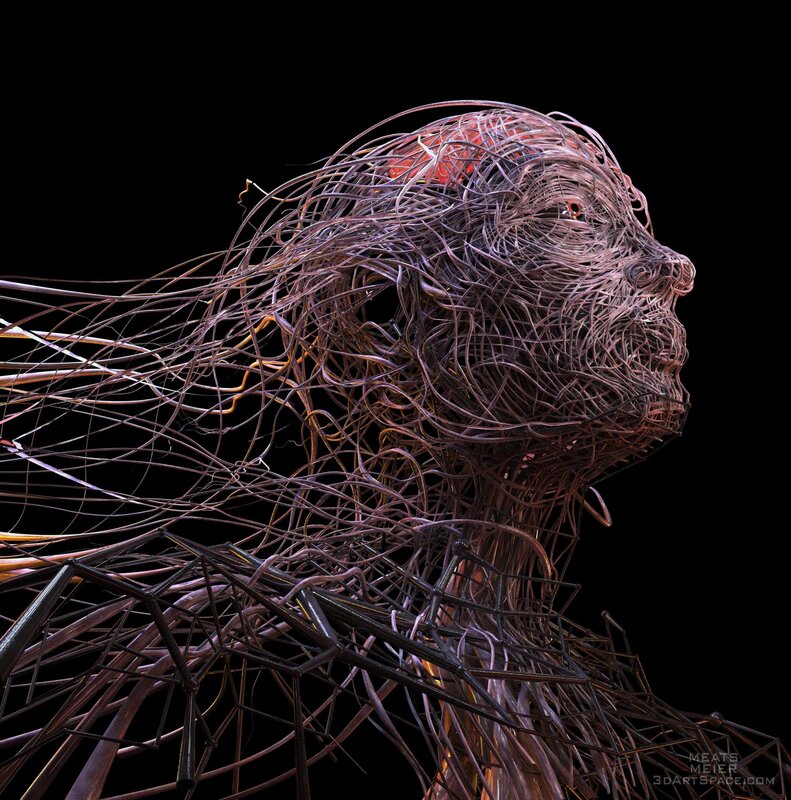 Wire Sculpture of a Head — Black