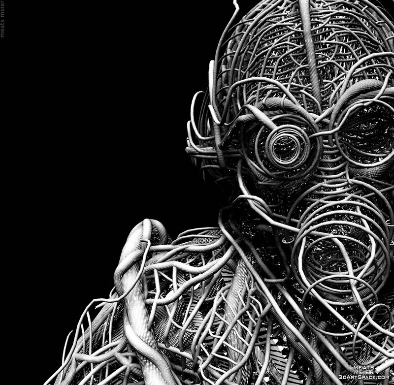 Wire sculpture of a head