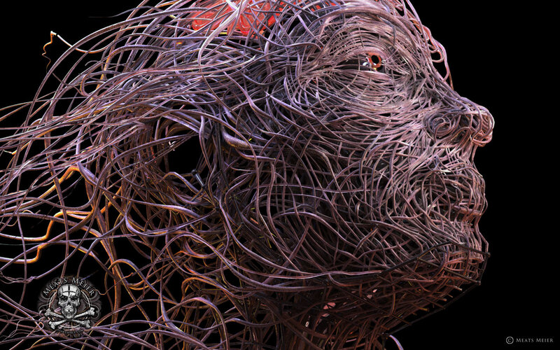 wire sculpture of a human head