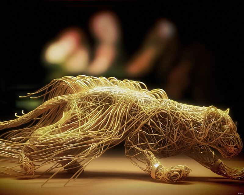 Wire sculpture of a panther