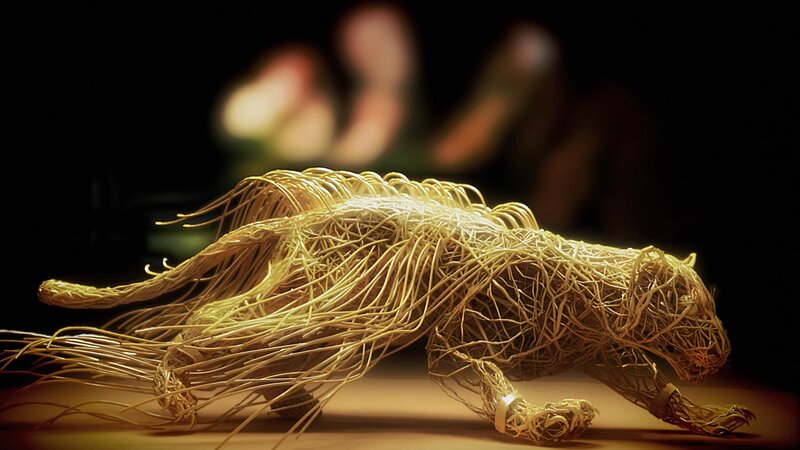Wire sculpture of a panther