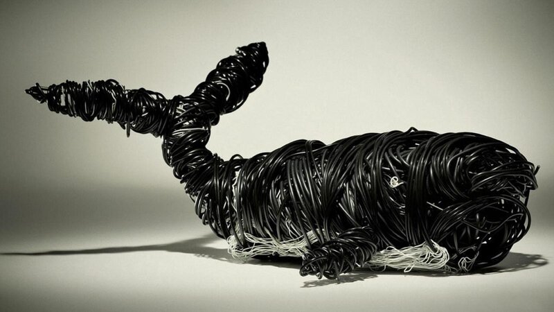 wire sculpture of a whale