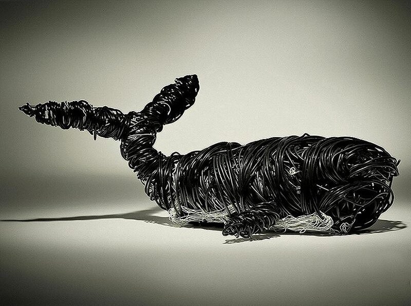 wire sculpture of a whale