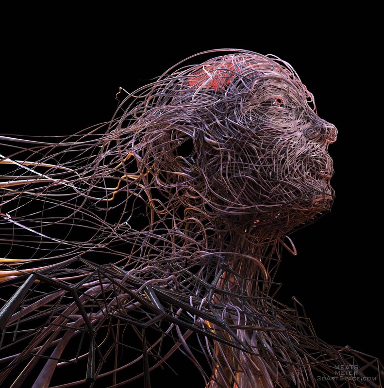 wire sculpture of human head