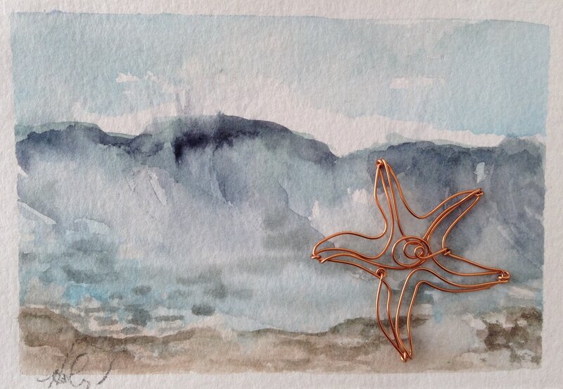 Wire Starfish on Painting