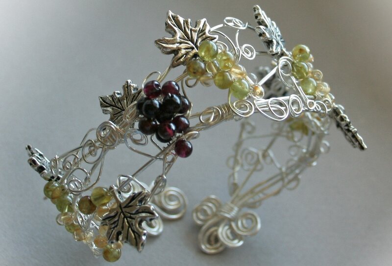 wire-wrapped grape vine bracelet