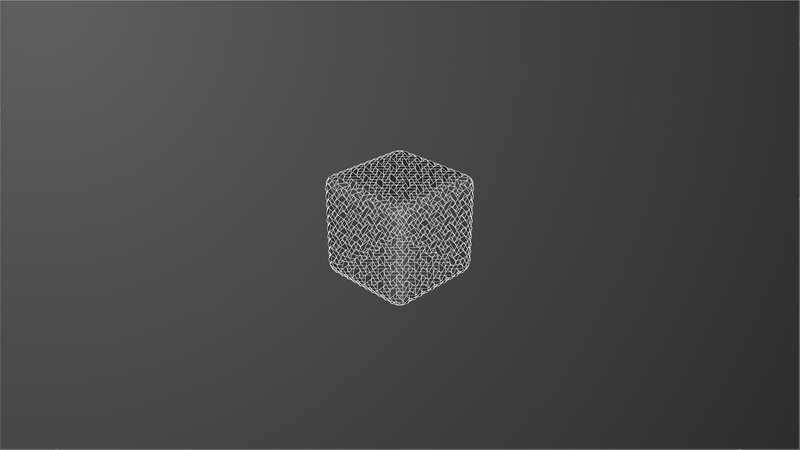 wireframe cube on dark background