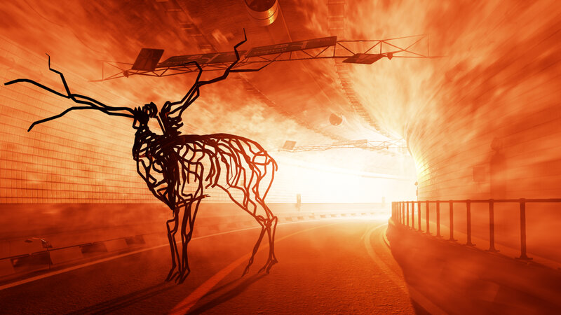 Wireframe Deer Sculpture