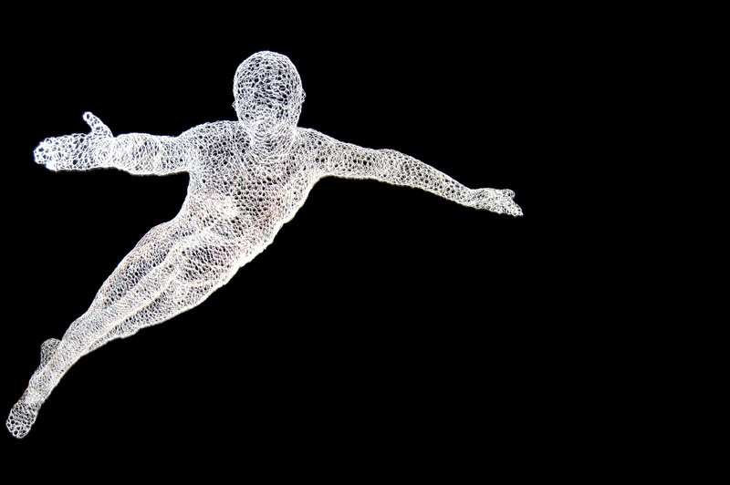 wireframe figure in motion