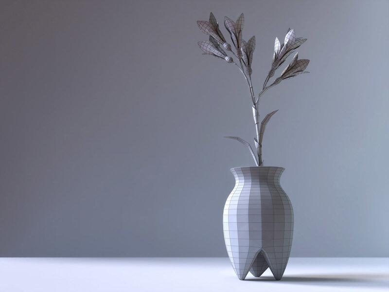 Wireframe Flower in Vase