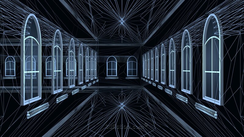 wireframe hallway corridor