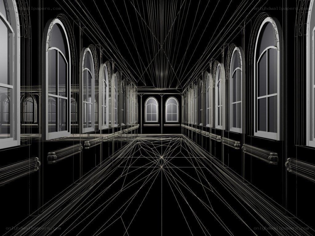 wireframe hallway corridor