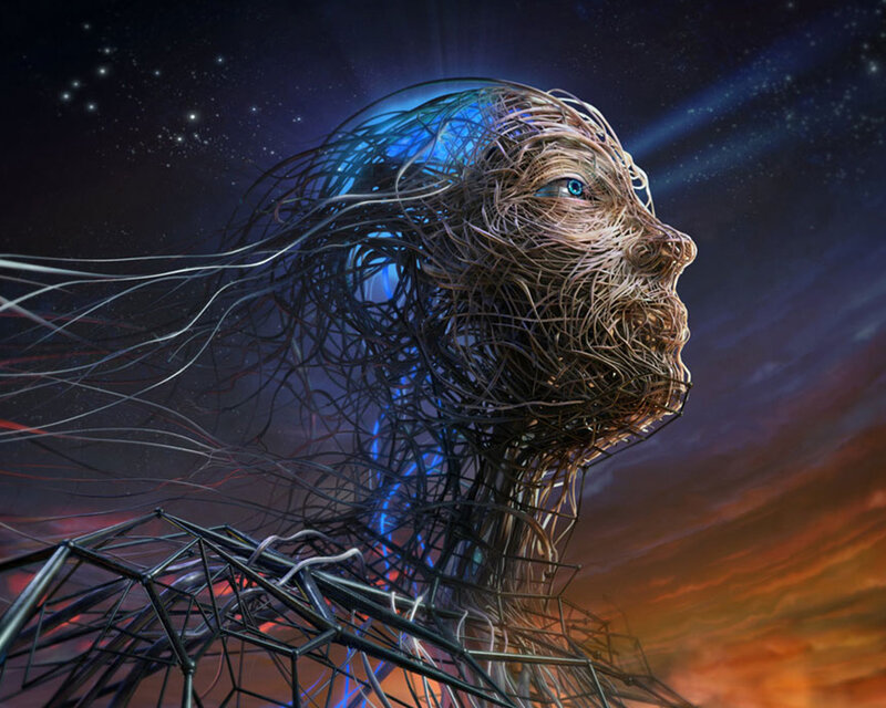 Wireframe Humanoid Head